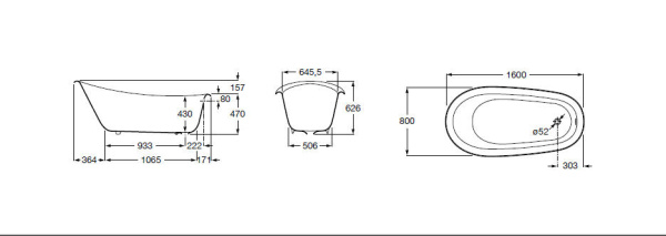 Ванна чугунная Roca Carmen (160х80) 234250004 темно-синяя