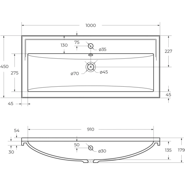 Раковина из искусственного камня CEZARES CZR-1000/450-LV-MR-FS