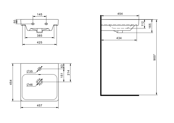 Раковина подвесная (45х45) Misty Santek Адриана 45 1.WH50.1.630