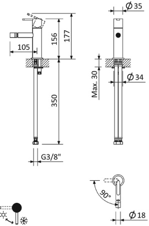 Смеситель для биде Cezares Leaf LEAF-BSM-L-01-W0