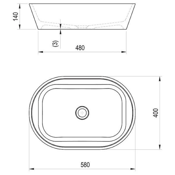 Раковина накладная Ravak Solo 58 XJX01358000