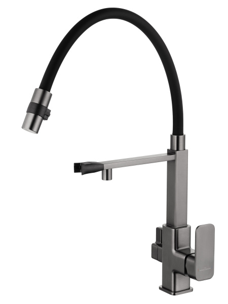 Смеситель для кухни с гибким изливом и подключением фильтра WONZON & WOGHAND, темный графит WW-88458012-BGM Смеситель для кухни с гибким изливом и подключением фильтра WONZON & WOGHAND, темный графит WW-88458012-BGM