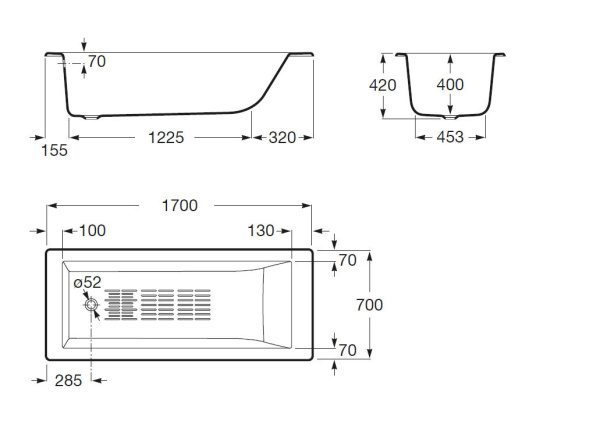 Ванна чугунная Roca Tampa (170x70) 234150000