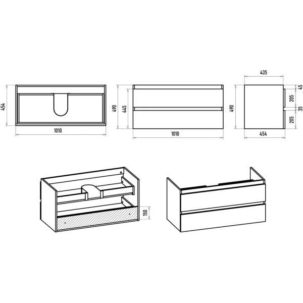 Тумба под раковину 105 Brevita Victory VIC-09105-0302Я без раковины, серый кашемир
