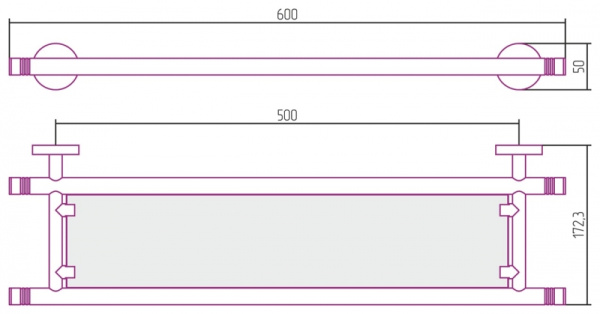 Полка стеклянная Сунержа Каньон  (L 600) 00-3003-0600 Полка стеклянная Сунержа Каньон  (L 600) 00-3003-0600