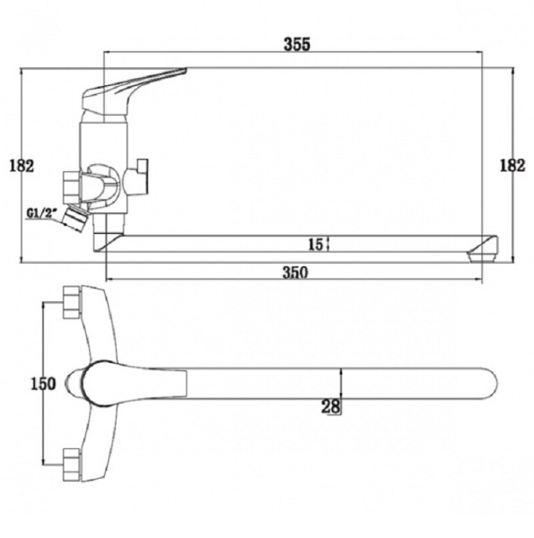 Смеситель для ванны с душем KAISER ECO (00055)