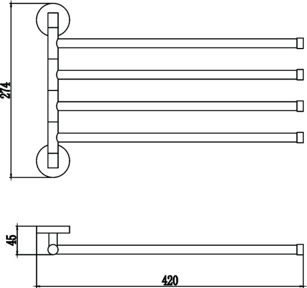 Держатель для полотенец поворотный 4-ой Savol 87 S-008704