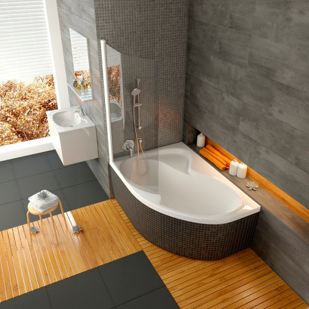 Шторка на ванну (85х150) Ravak Chrome CVSK1 Rosa 140/150 L 7QLM0100Y1 Transparent