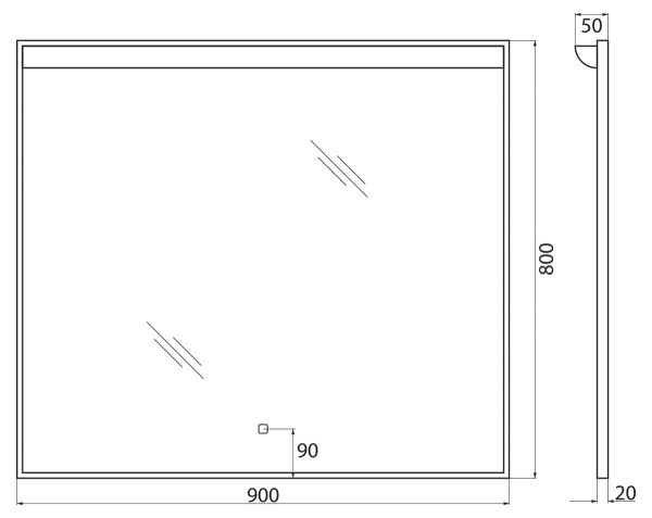 Зеркало BelBagno SPC-UNO-900-800-TCH