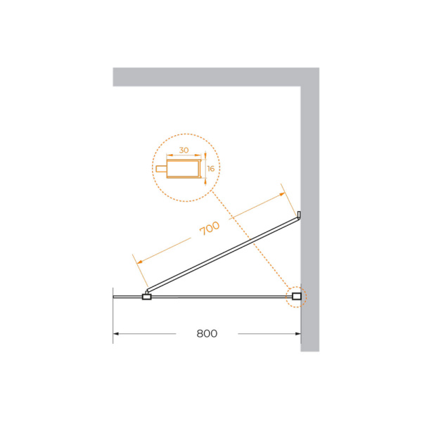 Душевая перегородка 80 см CEZARES LIBERTA LIBERTA-L-1-TB-80-C-NERO