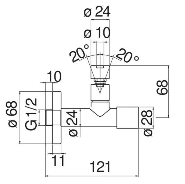 Угловой вентиль Nobili AV00121/21RCP