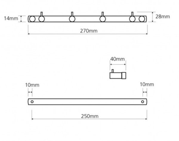 Планка с 4-мя крючками Bemeta NEO 104606105