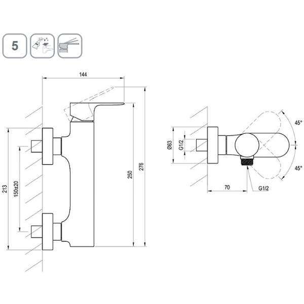 Смеситель для душа Ravak Eleganta EL 032.20BLM X070294 черный