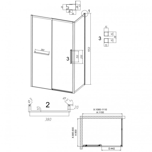 Душевой уголок (110х90) Grossman Style 120.K33.05.1190.21.02