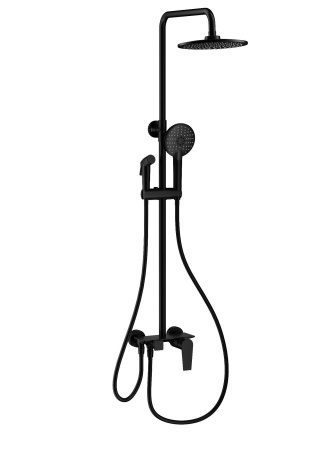 Душевая система с техническим душем WONZON & WOGHAND, черный матовый WW-A30874-MB