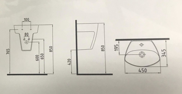 Раковина напольная (45х34,5) Bien Mineral MNLM04501FD1W3000
