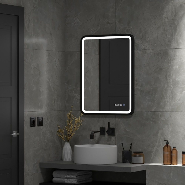 Зеркало с подсветкой и часами Art&Max GENOVA AM-Gen-600-800-DS-F-H-T