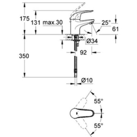 Смеситель однорычажный для раковины Grohe Euroeco 32881 000  (32881000)