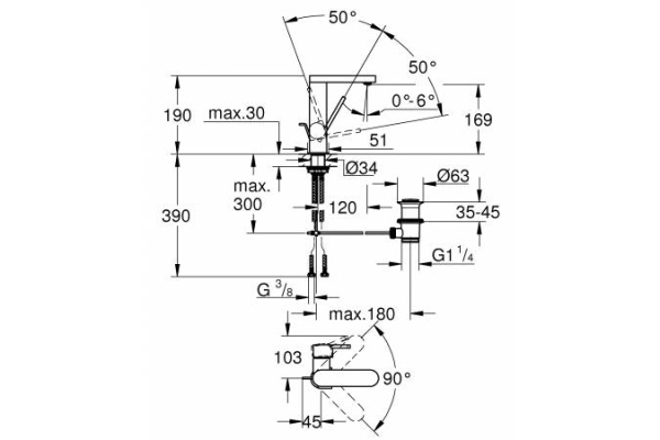 Смеситель однорычажный для раковины GROHE Plus 23871 DC3 (23871DC3) суперсталь