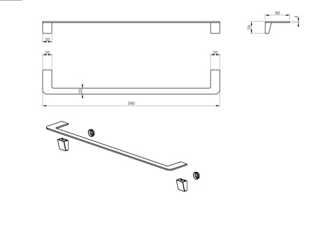 Полотенцедержатель WONZON & WOGHAND, черный матовый WW-V2101-MB