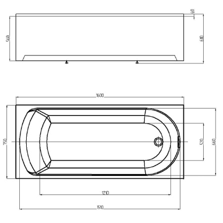 Акриловая ванна Aquatek Ника (160х75) NIK160-0000001