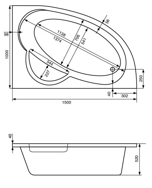Акриловая ванна (150х100)  Santek Шри-Ланка  R  1WH302395