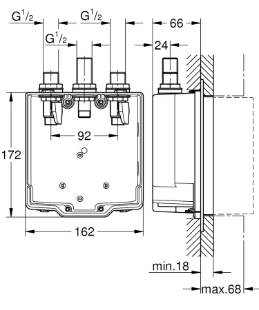 Скрытый монтажный ящик Grohe Eurosmart Cosmo Т 36322 001 (36322001)