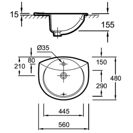 Раковина Jacob Delafon Odeon E1061-00 (56х48см)