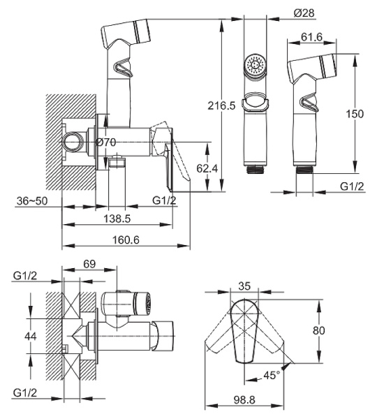 Гигиенический набор Cersanit Vero 64106 Гигиенический набор Cersanit Vero 64106