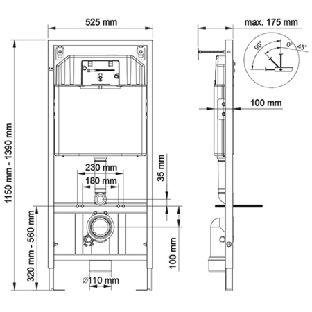 Комплект унитаза с инсталляцией Berges Wasserhaus Ego Rimless 047237