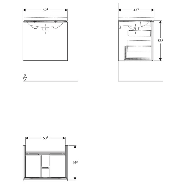 Тумба с раковиной Geberit Acanto 500.620.01.2 +500.609.01.