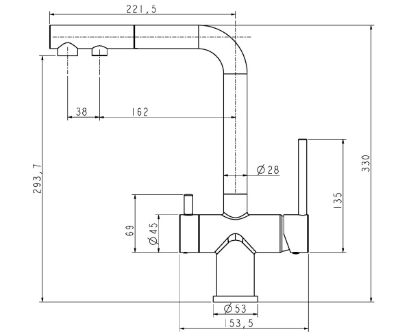 Смеситель для кухни с подключением к фильтру  Paulmark Serpentine Se213222-GRS