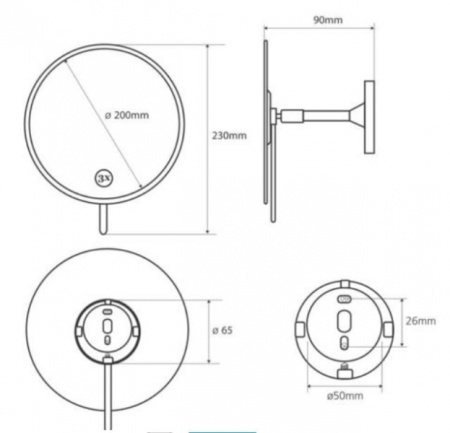 Косметическое зеркало без подсветки Bemeta 112201332