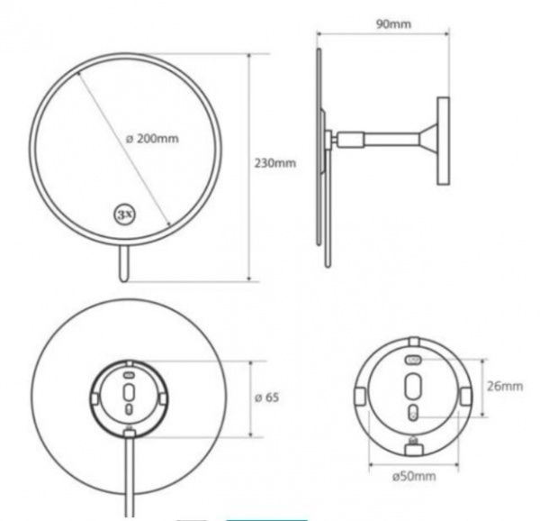 Косметическое зеркало без подсветки Bemeta 112201332
