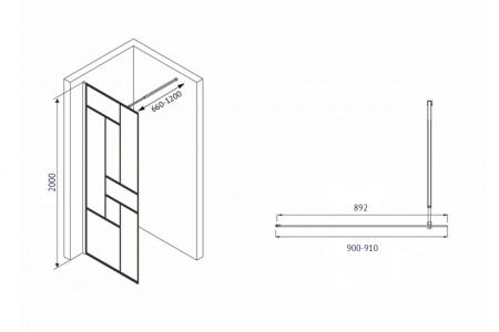 Душевая перегородка (90х200) ABBER Immer Offen AG63090B черный