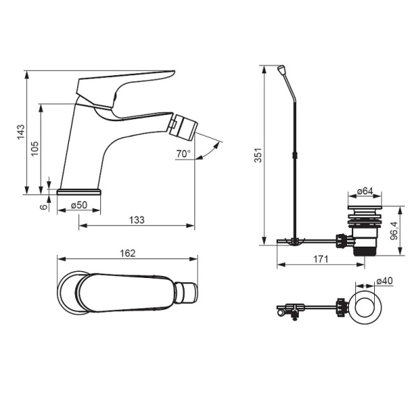 Смеситель для биде Damixa Jupiter 770240000 Смеситель для биде Damixa Jupiter 770240000