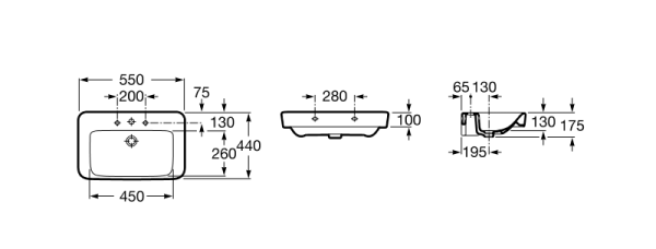 Раковина подвесная (55х44) Roca Dama Senso Square  32751C000