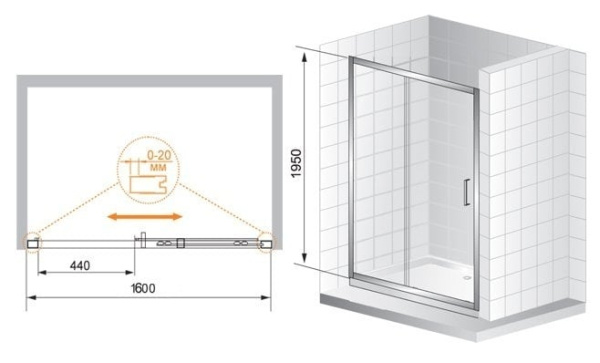 Дверь в нишу Cezares PORTA-D-BF-1-160-C-Cr