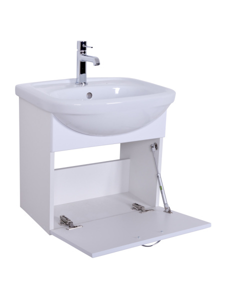 Тумба без раковины подвесная с раковиной Orange Лайт LRA-50TUW+RA белый глянец