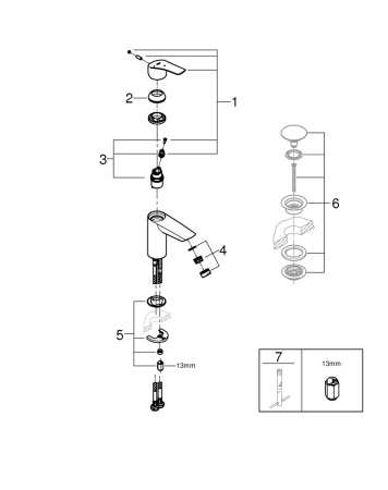 Смеситель для раковины без донного клапана Grohe Eurosmart 23974 003 (23974003) хром
