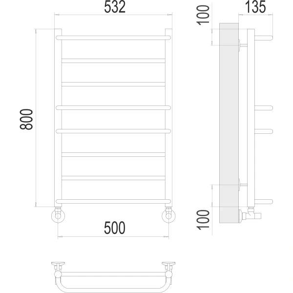 Полотенцесушитель водяной Terminus ЕВРОМИКС (500х800) П8 4670078530165
