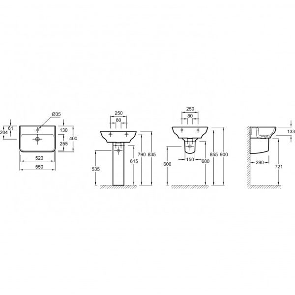 Раковина подвесная Jacob Delafon Struktura EGE112-00