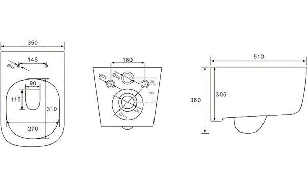 Подвесной безободковый унитаз Aquatek Лугано  AQ2002-00 микролифт