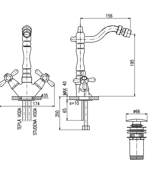 Смеситель для биде Rav Slezak Morava Retro MK321.5/9Z