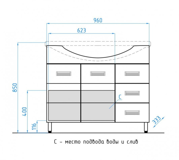 Тумба под раковину напольная Style Line Ирис 100 ЛС-00000178 белый