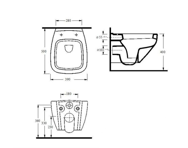 Подвесной безободковый унитаз с функцией биде с сиденьем микролифт beWash  86303601