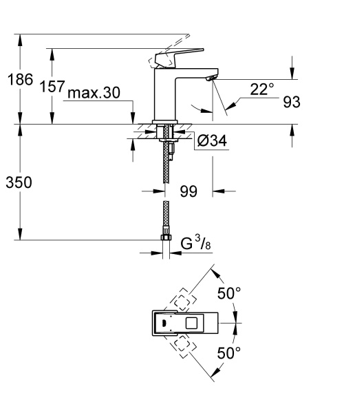 Смеситель для раковины однорычажный Grohe Eurocube 23132 00E (2313200E) хром