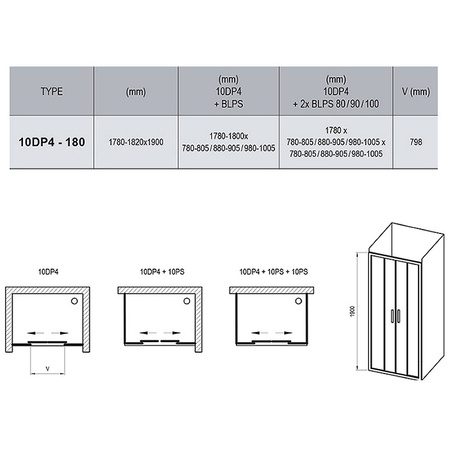 Душевая дверь Ravak 10° 10DP4 180 0ZJY0C00Z1