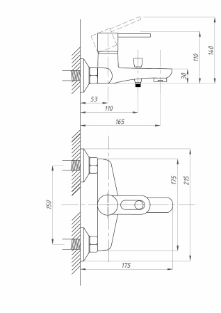Смеситель для ванны ПСМ-Профсан  ПЛЮС PSM-815-008