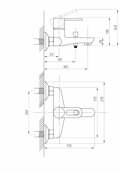 Смеситель для ванны ПСМ-Профсан  ПЛЮС PSM-815-017